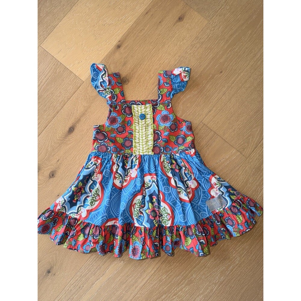 Girl’s Eleanor Rose Fiesta Multicolored Ruffled Tunic Top size 6-7